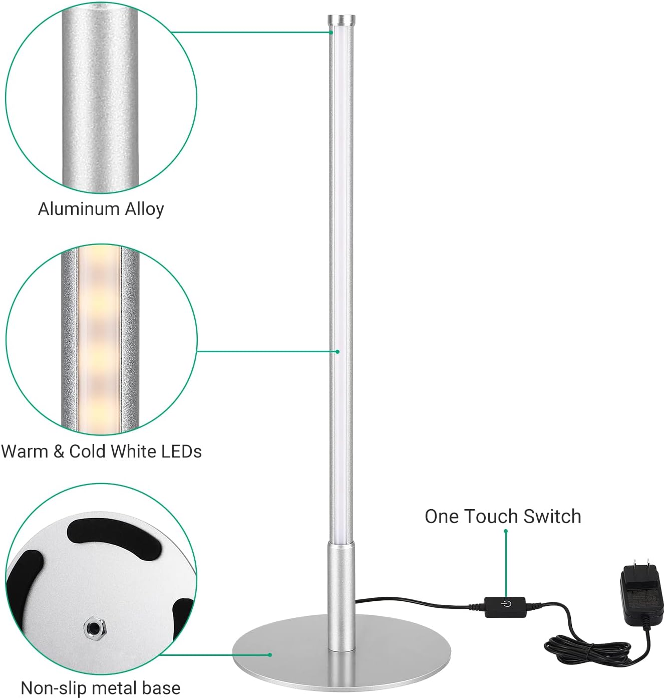 Minimalist Bedside Lamp with 3 Dimmable Color Temperature