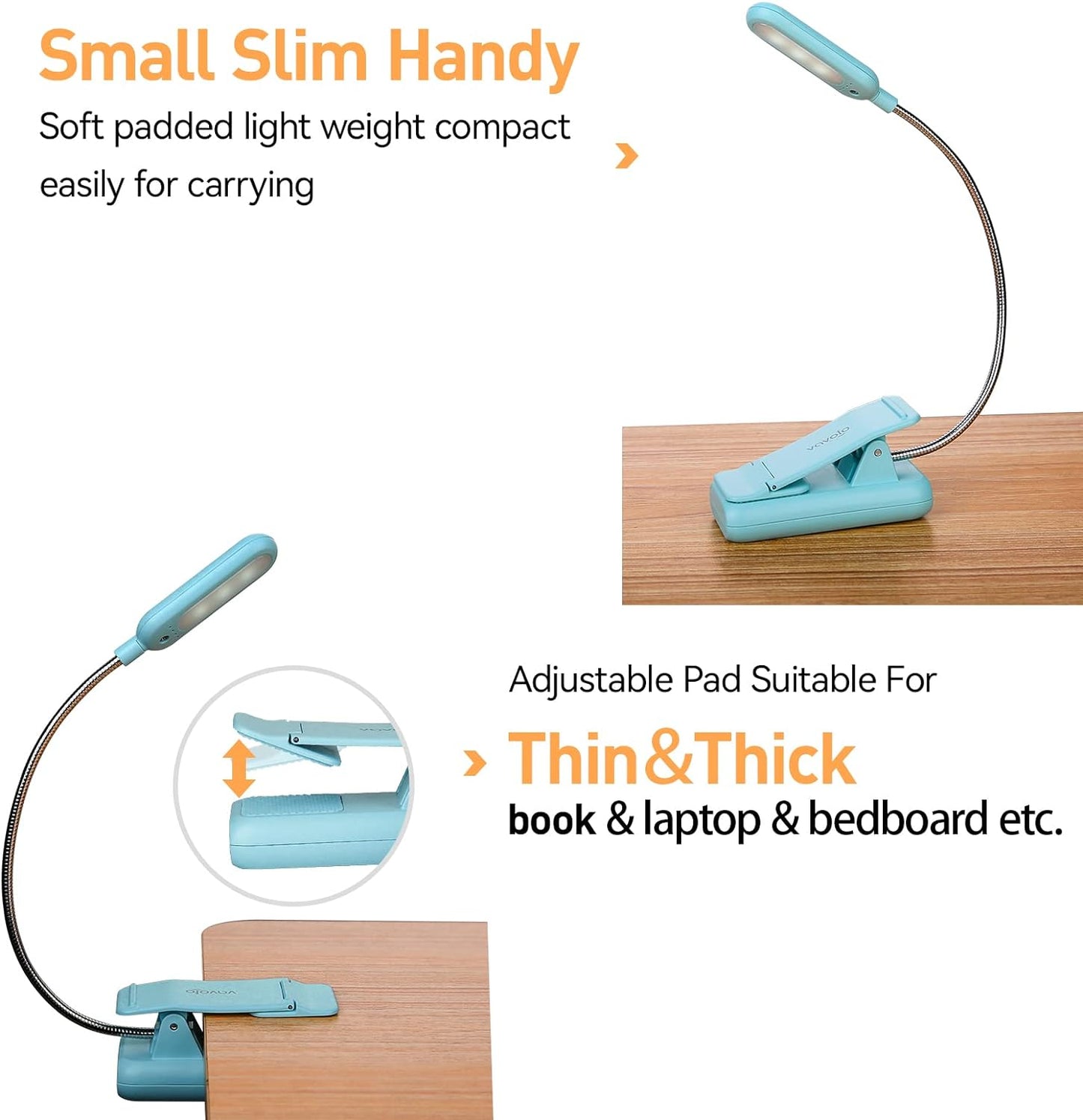 Rechargeable Book Light, Mint Blue