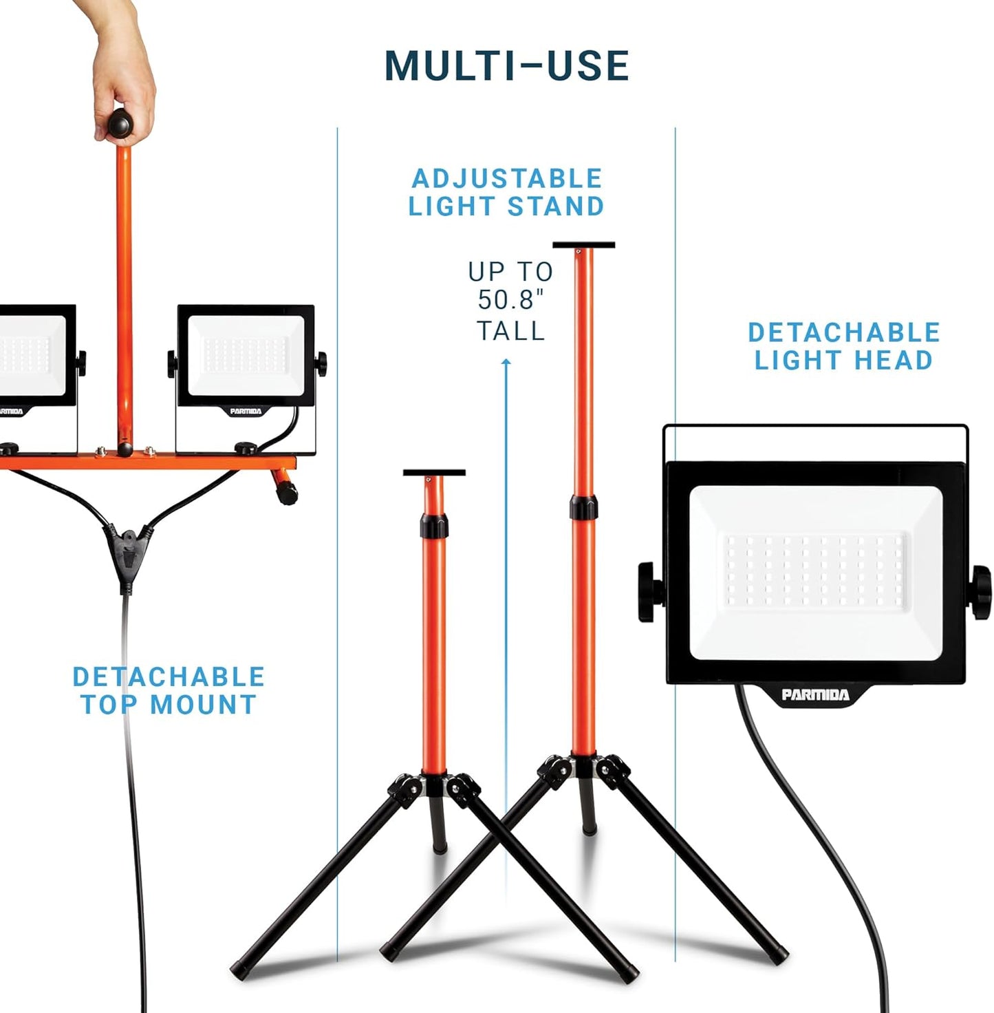 LED Dual-Head Work Light with Telescoping Tripod Stand Up to 6 Ft Tall