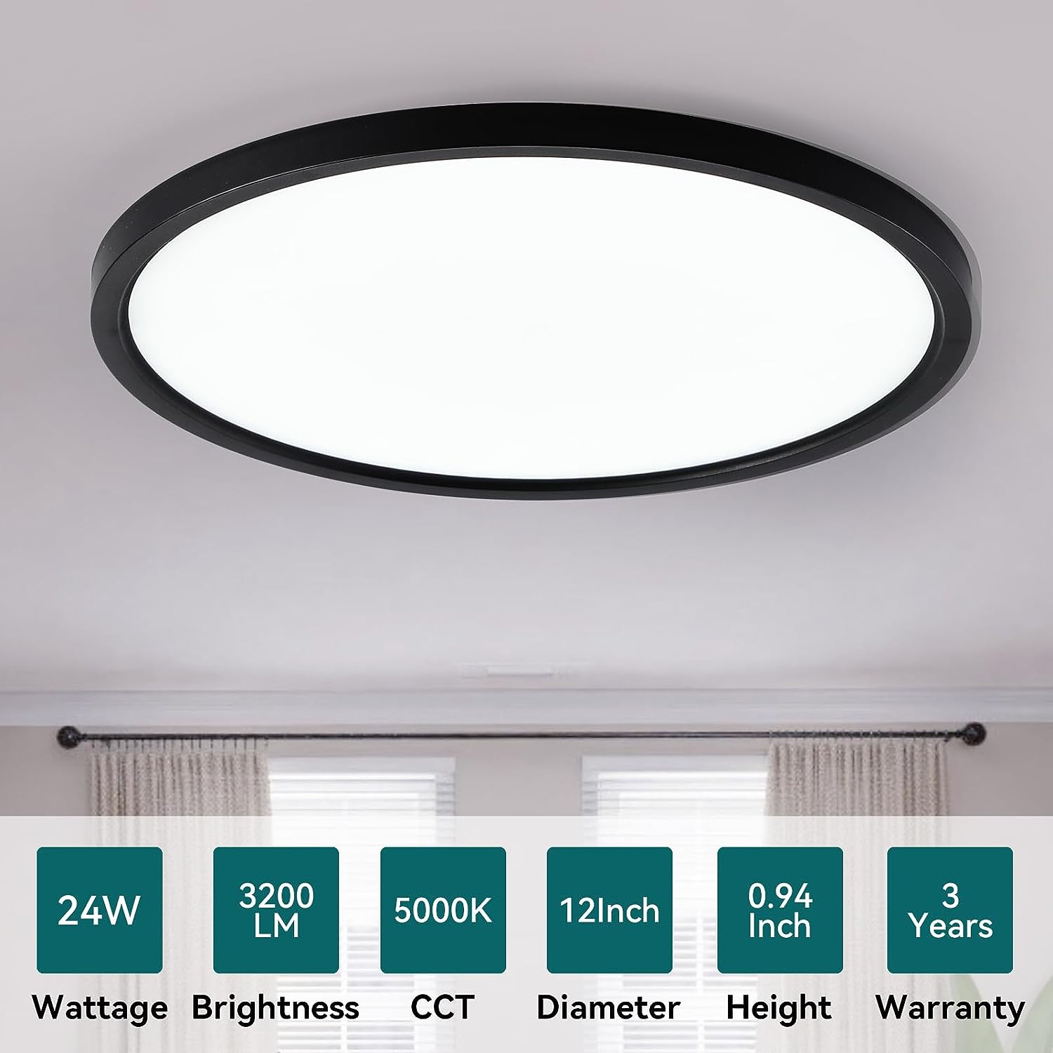 4-Pack Led Flush Mount, Matte Black theluminousdecor