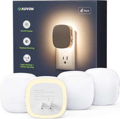 Plug-in LED Backlit Night Light | Motion Sensor | Dimmable (4 Pack)