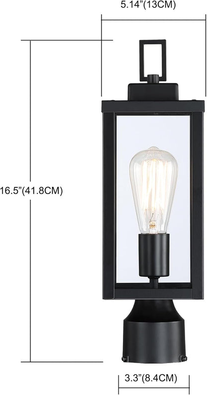 Outdoor Post Light - E26 Base, 60W Max, Metal Housing + Glass