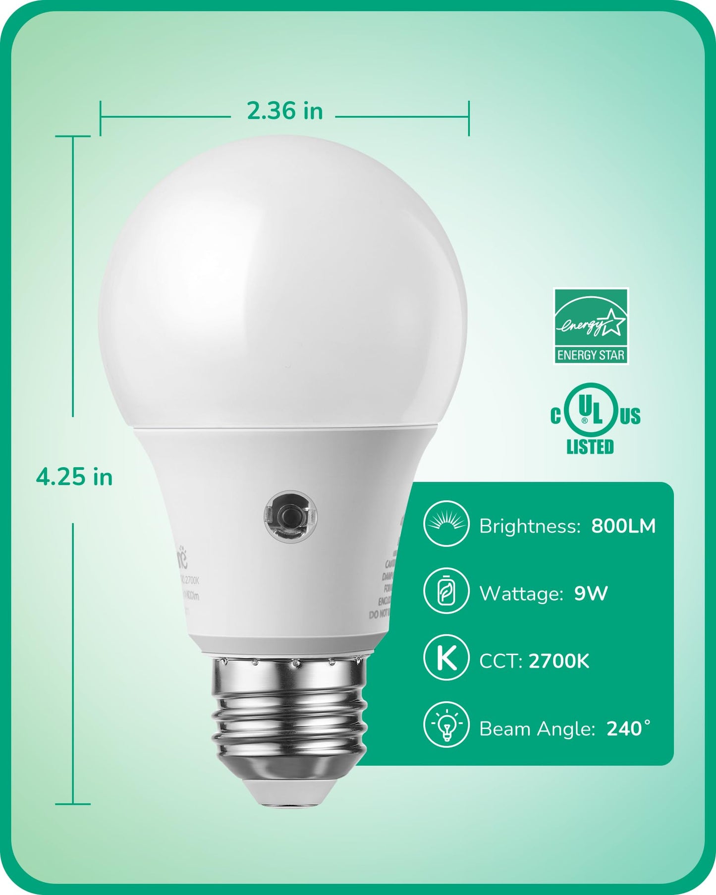 2700K Warm White Glow Dusk to Dawn Light Bulbs