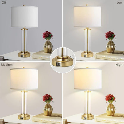 Set of 2 Touch Control Table Lamps with USB Ports theluminousdecor