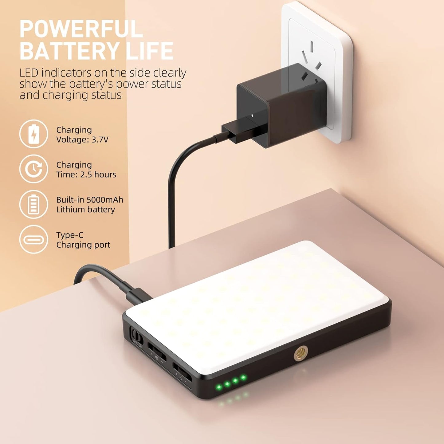 120 LED Selfie Light | 5000mAh Rechargeable | 3 Light Modes