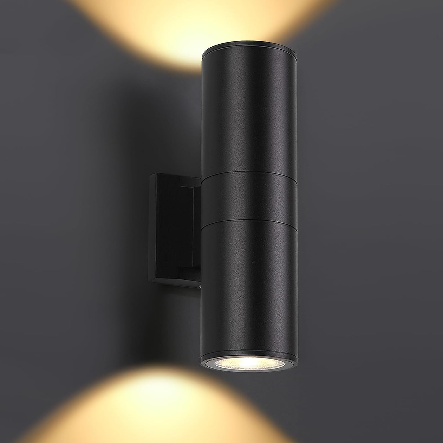 Modern Cylinder Up and Down Wall Lights, Matte Black theluminousdecor