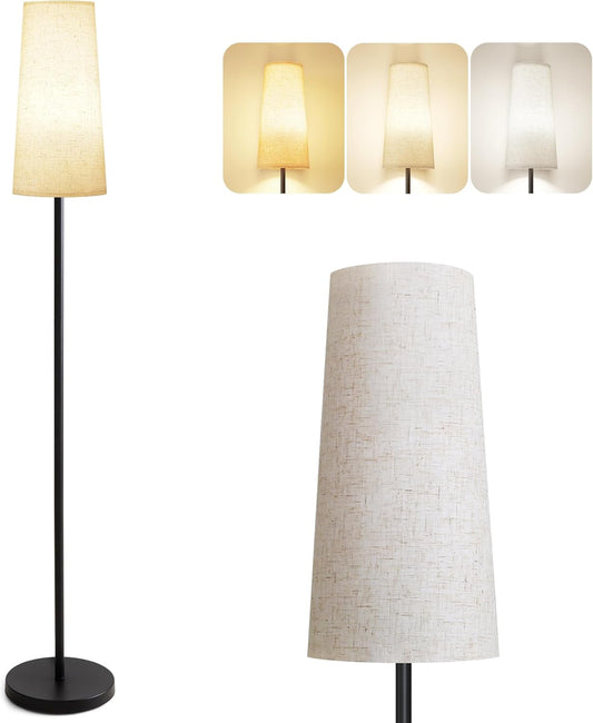 Black Floor Lamp with Adjustable LED Bulb - 3 Color Temperatures