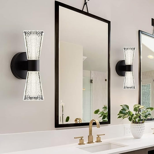 Set of 2 Bathroom Sconces with Glass Shades theluminousdecor