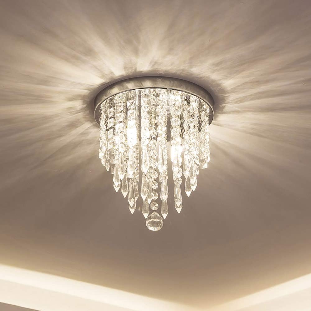 Mini Crystal Chandelier | 2 Lights | Flush Mount Ceiling Fixture