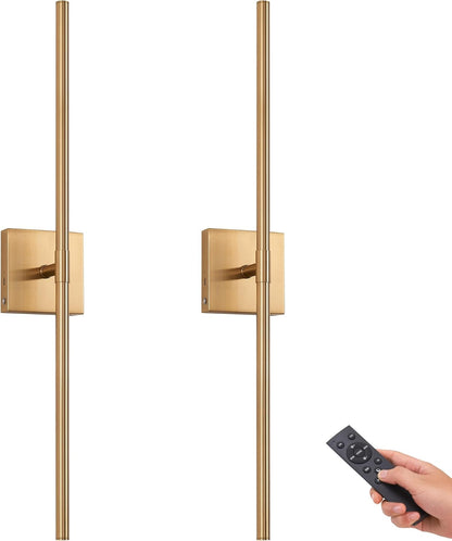 Rechargeable Wall Sconces - 2 Pack, Black & Gold, Remote Control