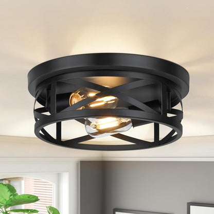 2-Pack Light Flush Mount Ceiling Lights - Farmhouse Black