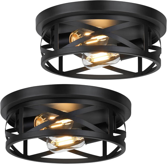 2-Pack Light Flush Mount Ceiling Lights - Farmhouse Black