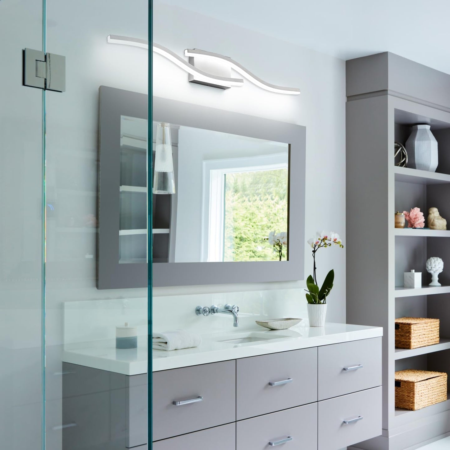 32in Dimmable LED Bathroom Vanity Light - Modern, Brushed Nickel