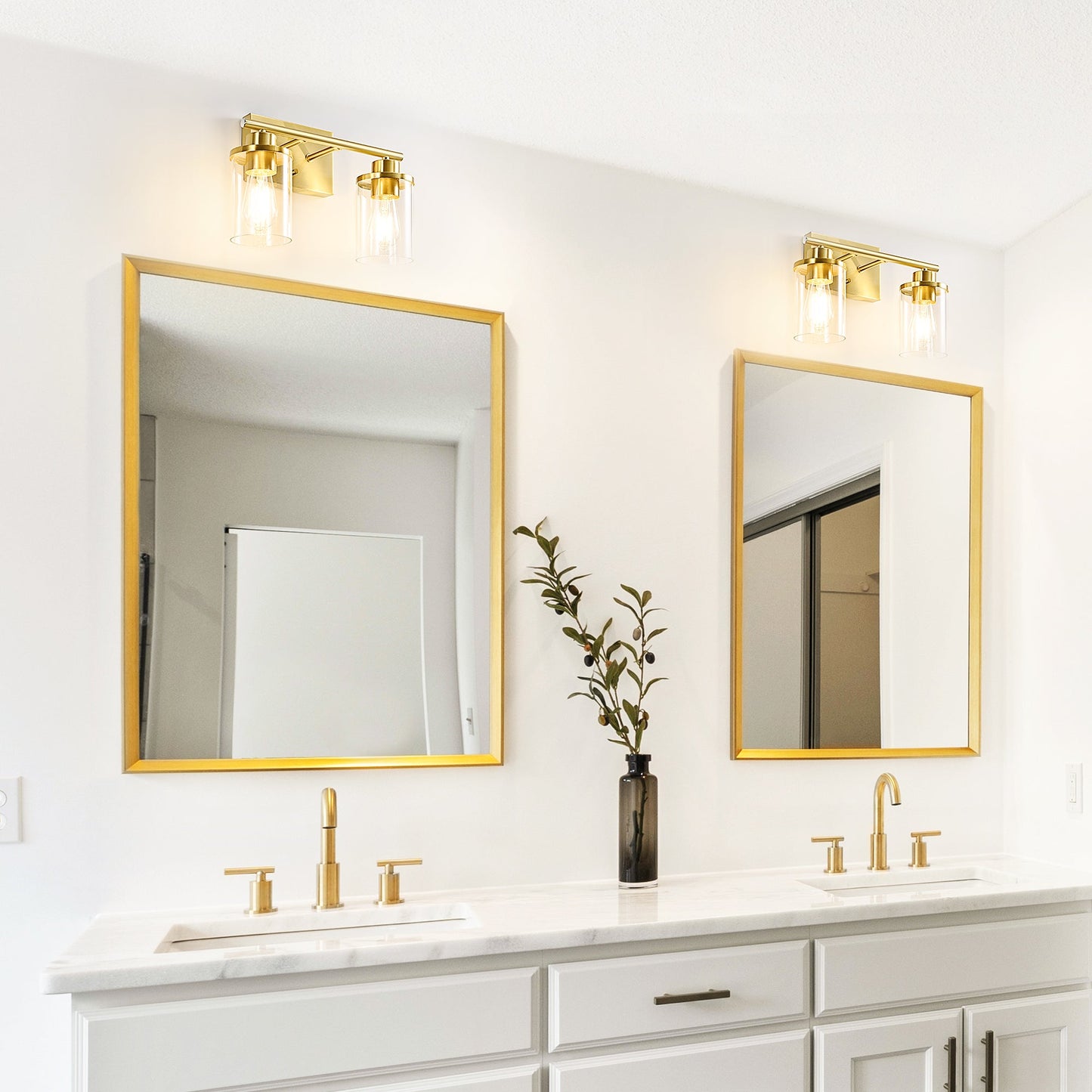 2-Light Gold Bathroom Vanity Light-HHVL04E