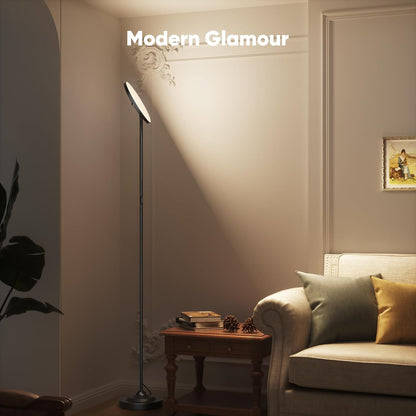 Modern Stepless Dimmable Torchiere Tall Lamp with Remote Control,