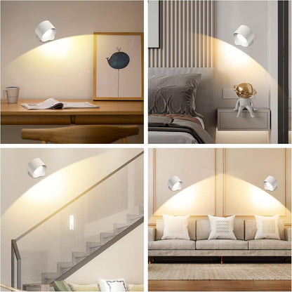 360° Rotatable LED Wall Sconce with Rechargeable Battery