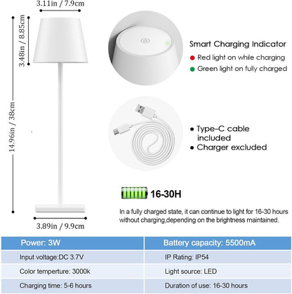 2-Pack Portable  LED Cordless Table Lamp