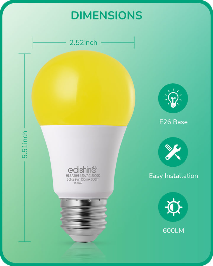 Dusk to Dawn 9W (60W Equivalent) A19 Non-Dimmable Yellow Light Bulb (4 Pack)-HLBA19H