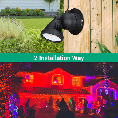 120V LED Spotlight with Dusk to Dawn Light Sensor & 3ft Extension Cord & 3 Lenses (2 Pack)-HGSL04D