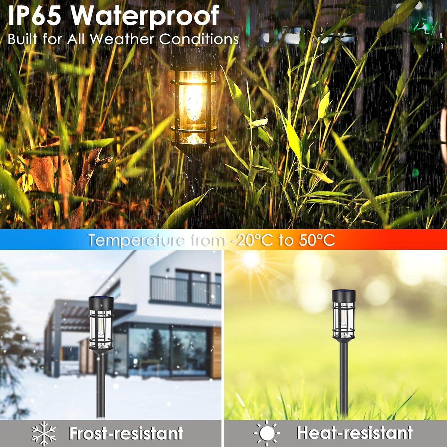 8 Pack LED Solar Pathway Lights Outdoor Waterproof