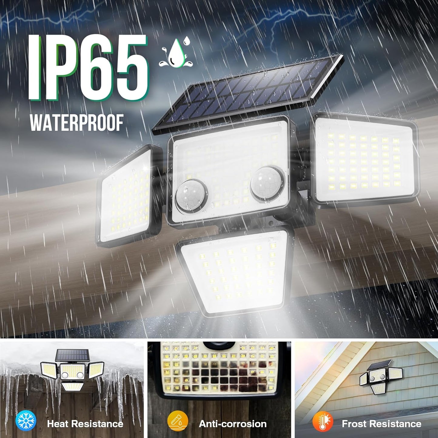 4 Heads IP65 Waterproof Powered Security Flood Lights