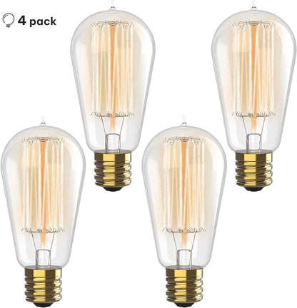 Vintage Incandescent Edison Light Bulbs 60W (4 Pack) for Outdoor and Indoor