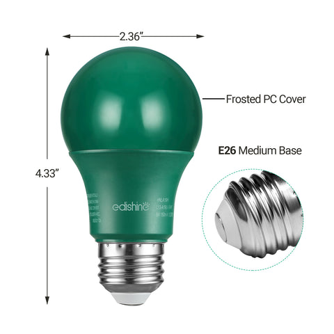 Non-Dimmable 9W A19 Green Light Bulb (4 Pack)-HNLA19H