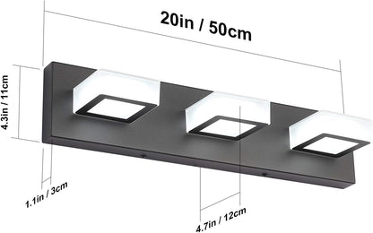 3 Lights Acrylic Modern Black Bathroom Wall Lighting Fixtures