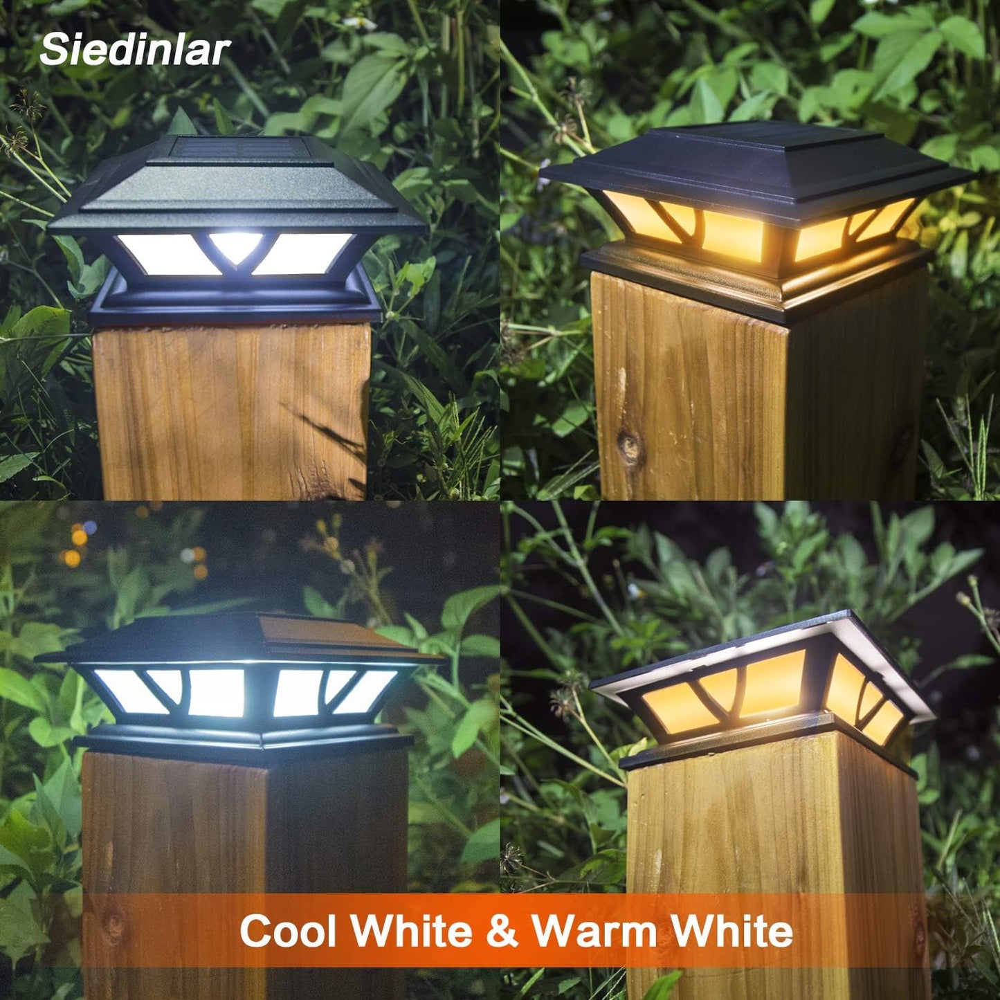 Solar Post Lights Outdoor 2 Modes LED Deck Fence Cap Light