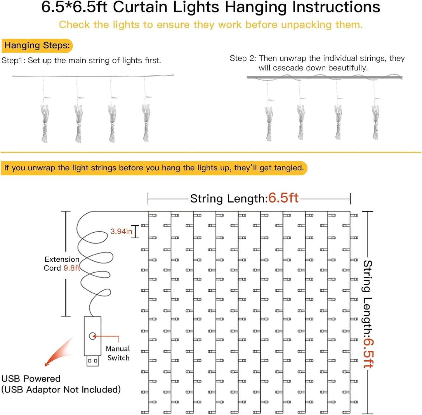 200 Led Hanging String Lights