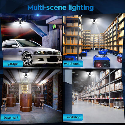 LED Light Garage Lighting with 6+1 Adjustable Panels Garage Bulb for Basement, Attic