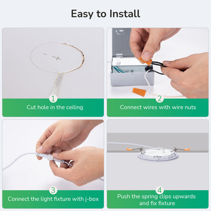 4″ LED Recessed Light with Junction Box (12 Pack)-HJRL04A