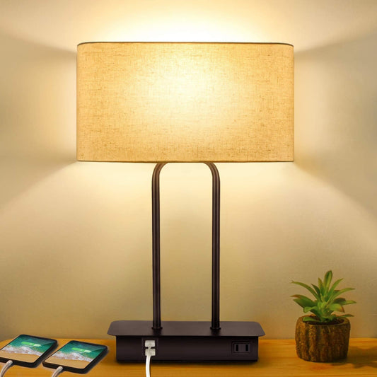 DreamHolder Table Lamp with 3 USB Ports, AC Outlet & Phone Stand