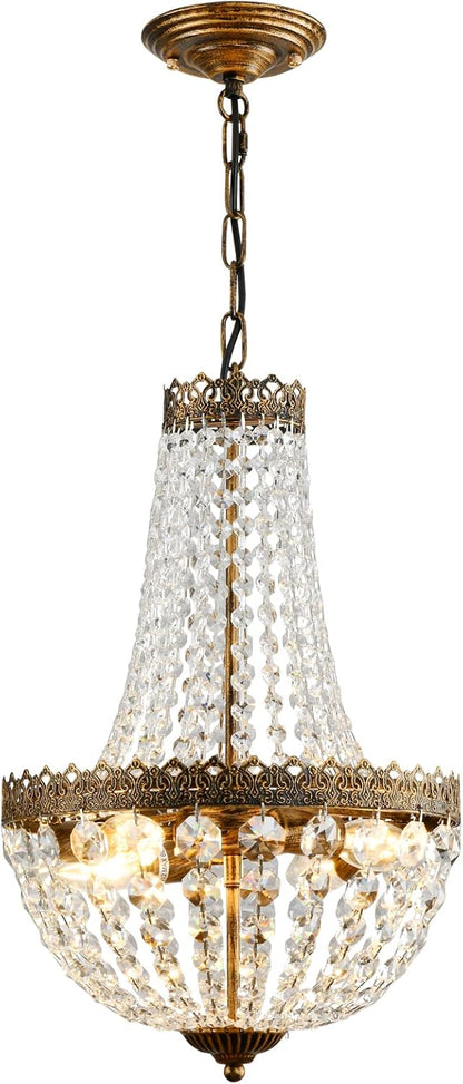 French Empire Mini Crystal Chandelier | 4 Lights | Bronze Finish