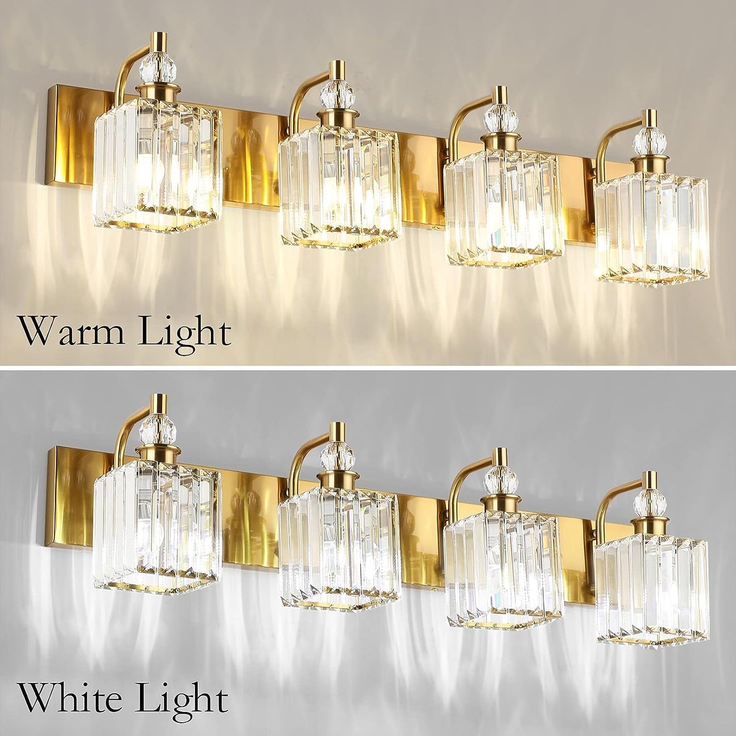 Brighten your bathroom with elegant Crystal Gold Vanity Lights. Illuminate your space with style and sophistication. Shop now for the perfect bathroom lighting solution.