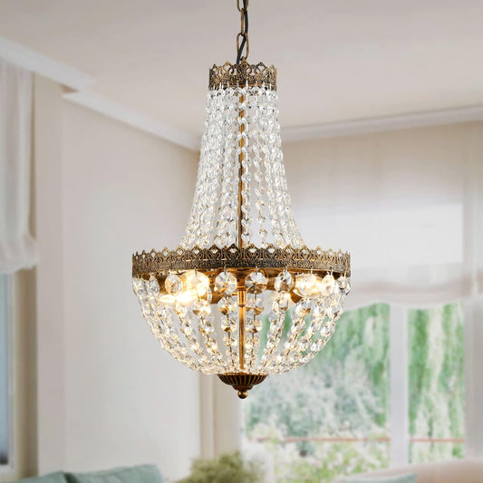 French Empire Mini Crystal Chandelier | 4 Lights | Bronze Finish