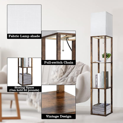 Floor Lamp with Shelves | Modern | Adjustable Color Temp | 8W Bulb