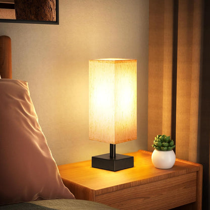 Small Table Lamp for Bedroom - Minimalist Nightstand Light - E26 Base