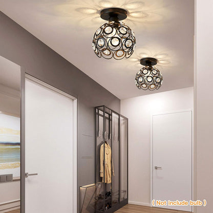 Black Mini Crystal Chandelier - Semi Flush Mount - E26 Base