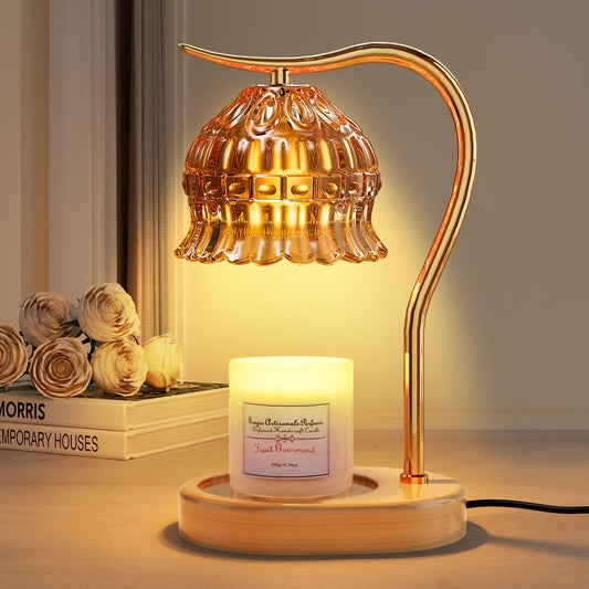 Vintage Flower Candle Warmer Lamp with Timer - Dimmable - Clear
