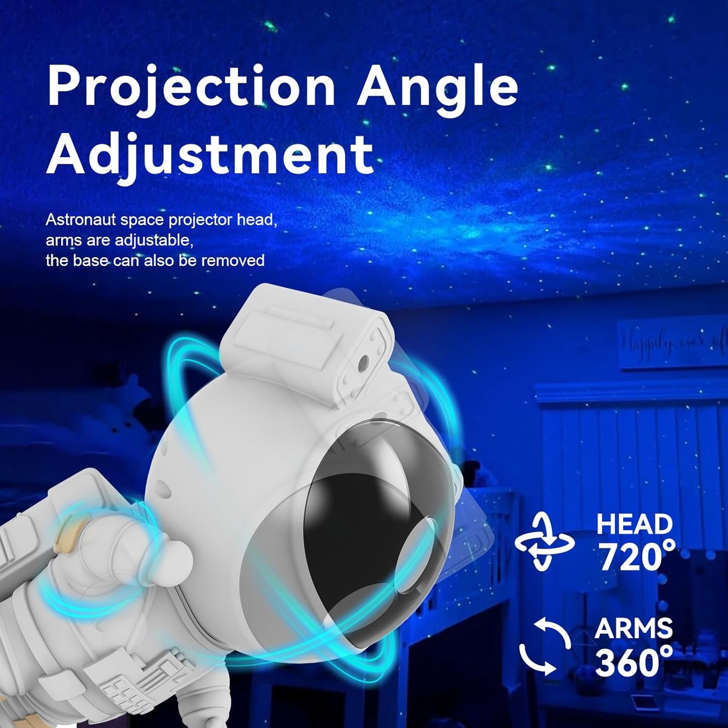 Star Projector Galaxy Night Light | Astronaut Space | Timer & Remote