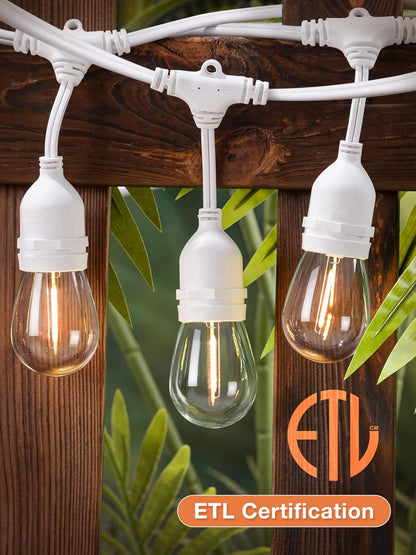 LED Outdoor String Lights 48FT | Vintage Shatterproof Bulbs | Weatherproof