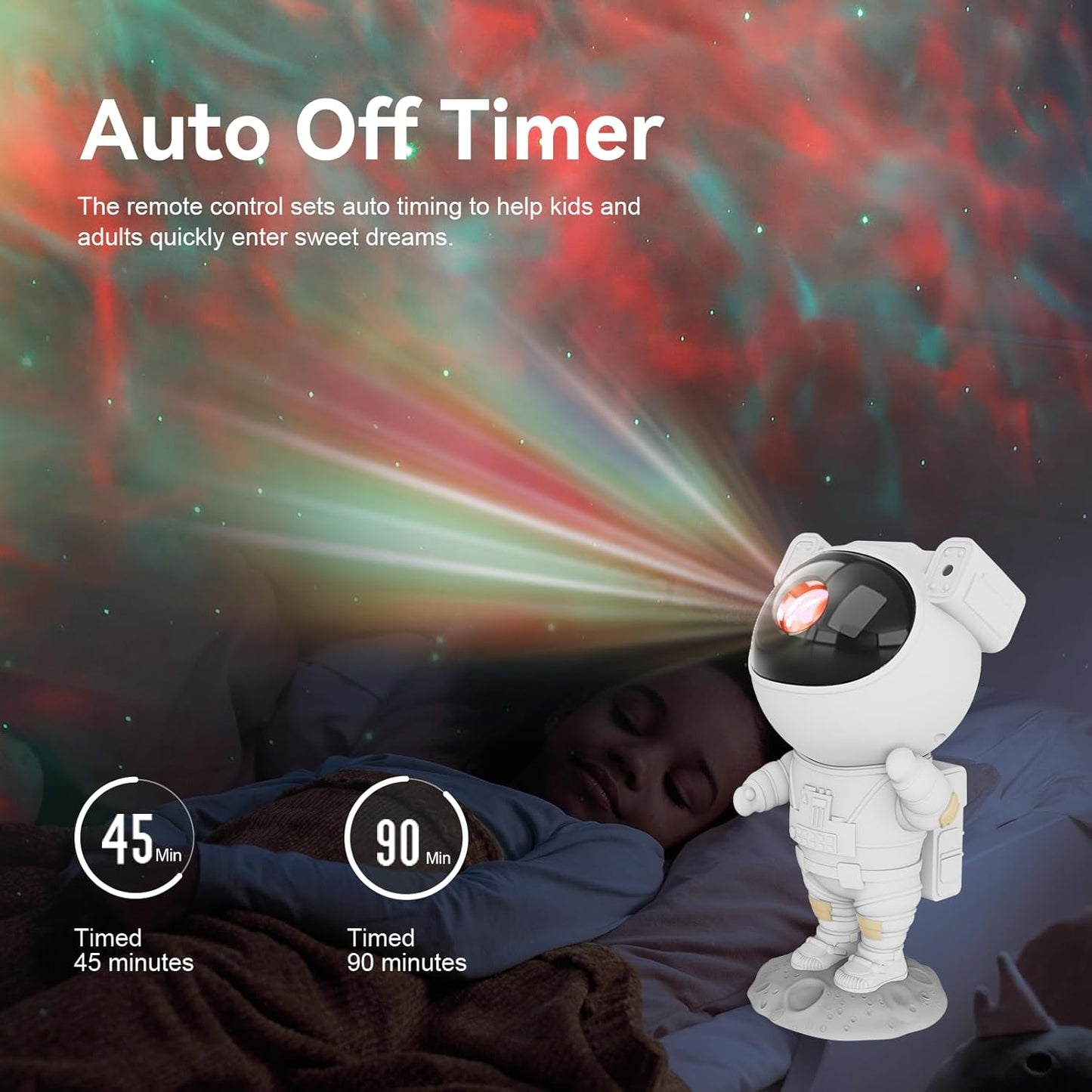 Star Projector Galaxy Night Light | Astronaut Space | Timer & Remote