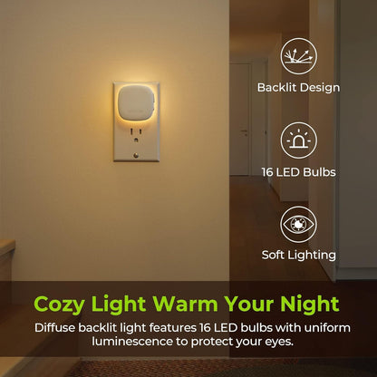 Plug-in LED Backlit Night Light | Motion Sensor | Dimmable (4 Pack)