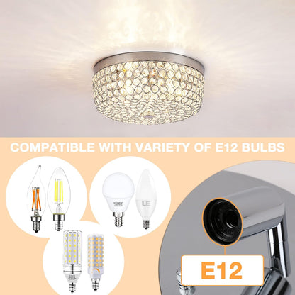 Crystal Flush Mount Ceiling Lights - Chandelier for Bedroom - E12×3