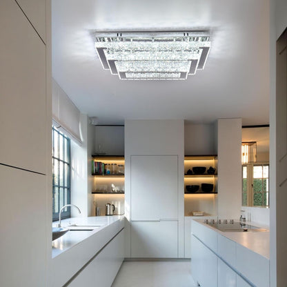Modern Crystal LED Ceiling Light - 20" Flush Mount Chandelier