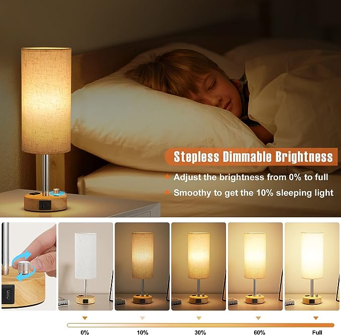 Bedside Lamp with USB Port Outlet theluminousdecor