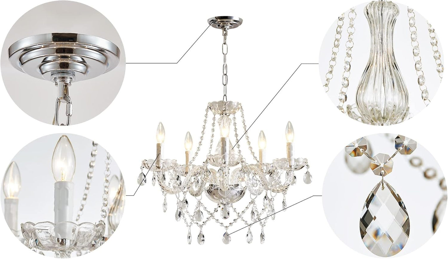 Saint Mossi 5 Light Crystal Chandelier - Modern K9 Glass - Clear