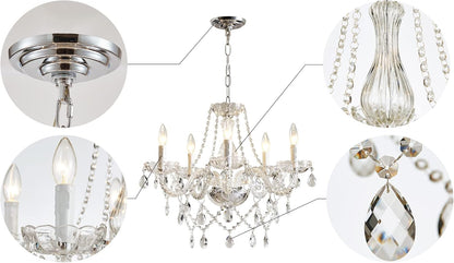 Saint Mossi 5 Light Crystal Chandelier - Modern K9 Glass - Clear