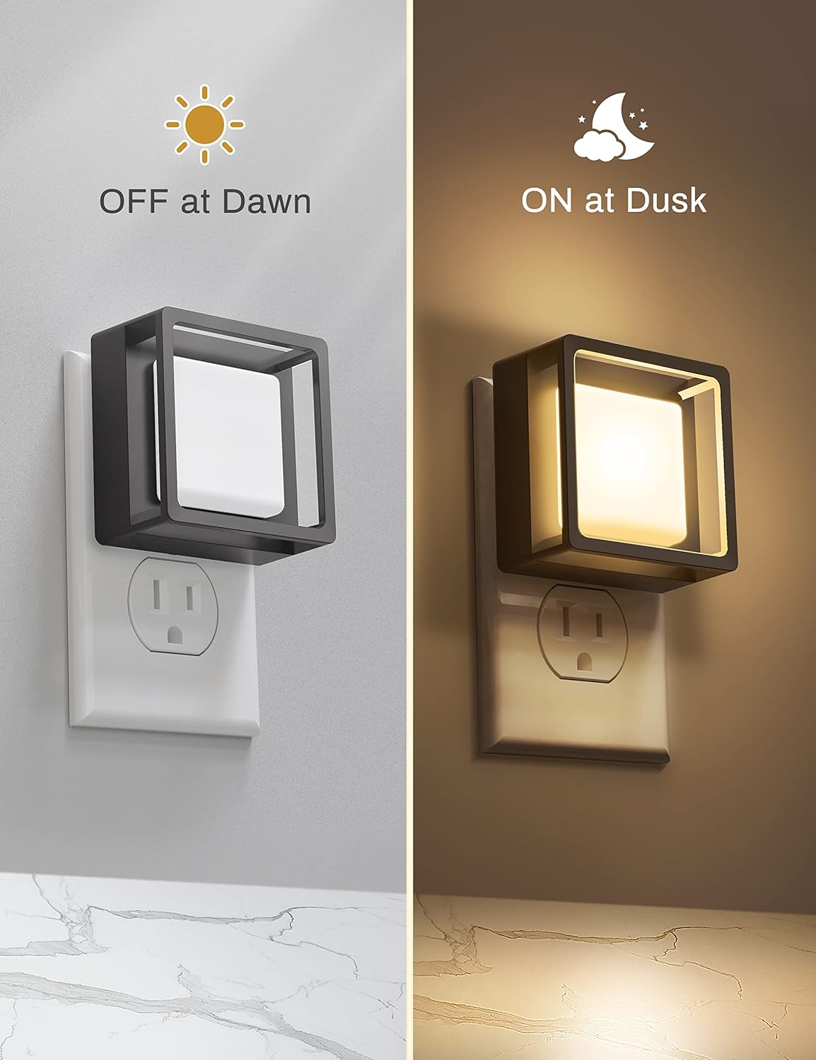 LED Night Light Plug in [2 Pack] | Dimmable | Dusk-to-Dawn Sensor